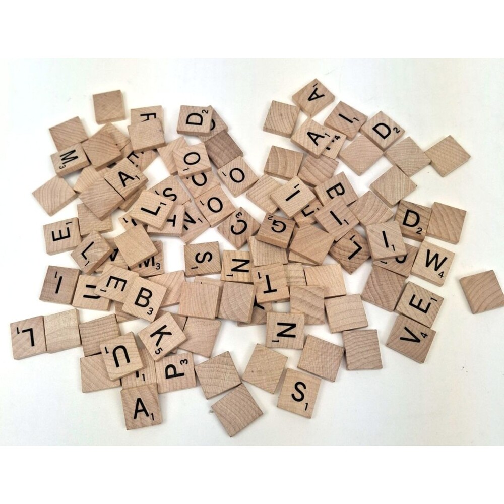 Lot of 100 Scrabble Wood Wooden Letter Alphabet Tile Complete Set
